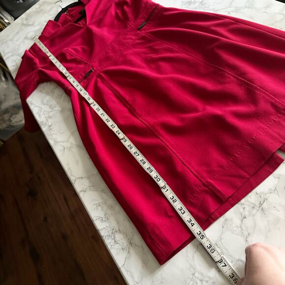 Tahari ASL Ponte Knit Red Mini Dress Zip Accent Women's Size 6 - Picture 13 of 14